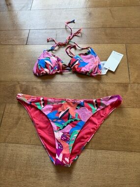 O'Neill Pink Multicolor Floral Print Bikini Set